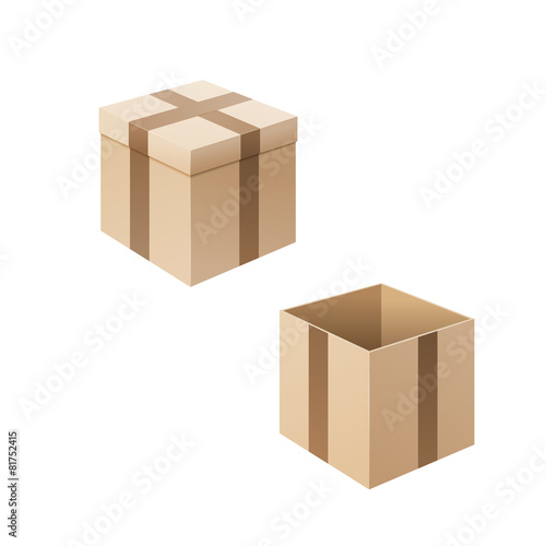 Cardboard boxes isolated on white background. Containers for tra