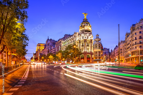 Madrid, Spain Cityscape on Gran Via