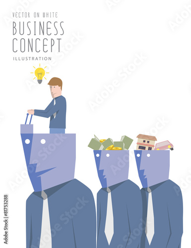 Leader with ideas control his the man with a passion flat vector