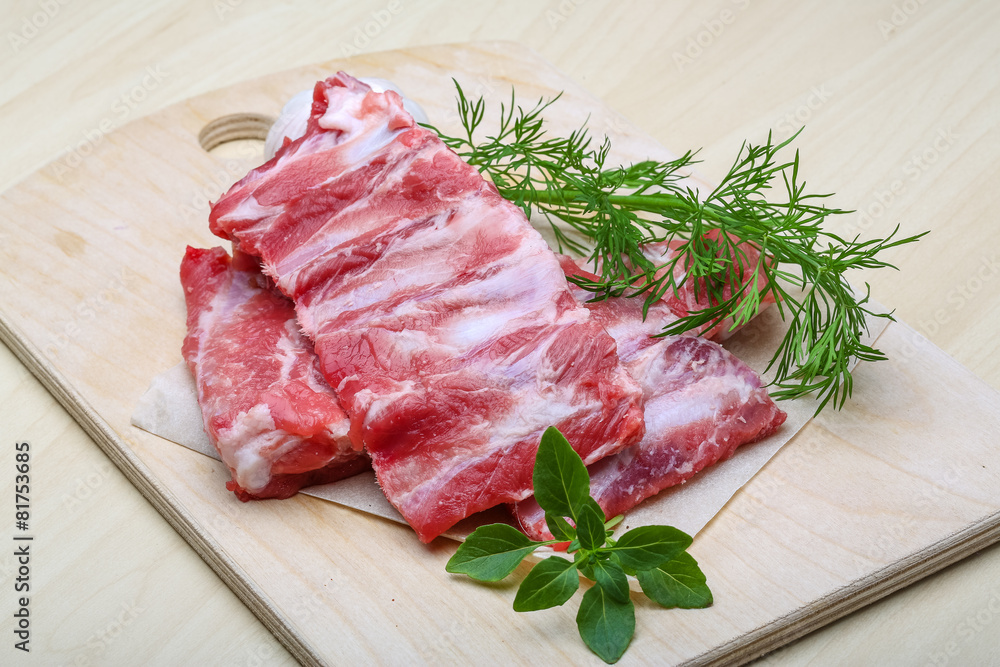 Raw pork ribs