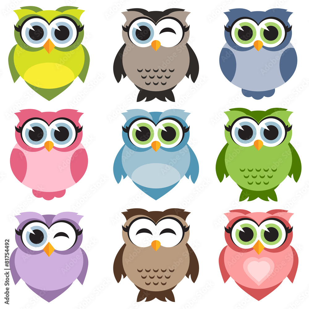 Obraz premium Cute owls set