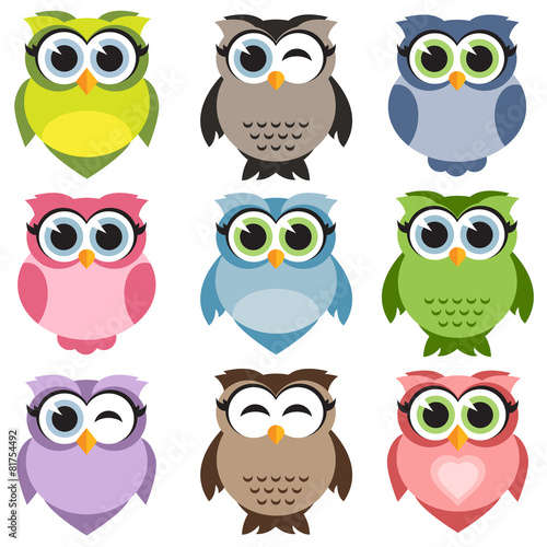 Cute owls set