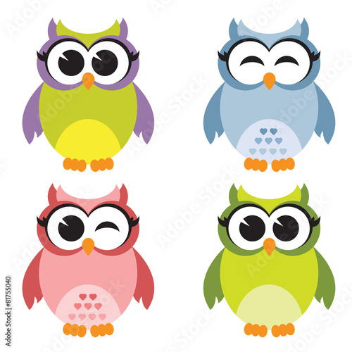 Wallpaper Mural Set of owls Torontodigital.ca