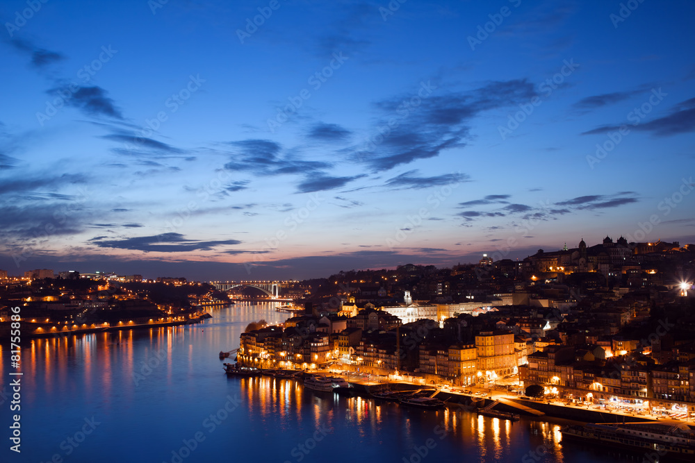 City of Porto in Portugal at Twilight