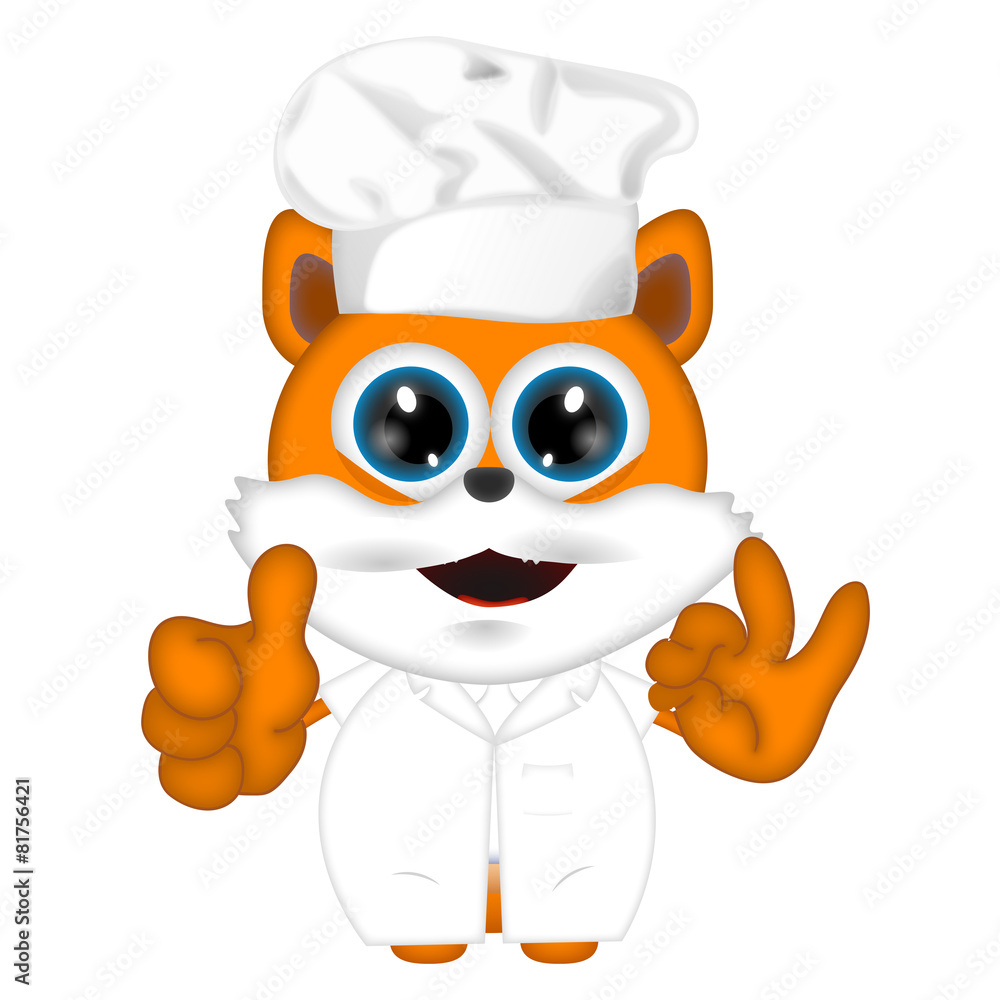 Naklejka premium Marvin cat kitty animal cook cooking chef hat food