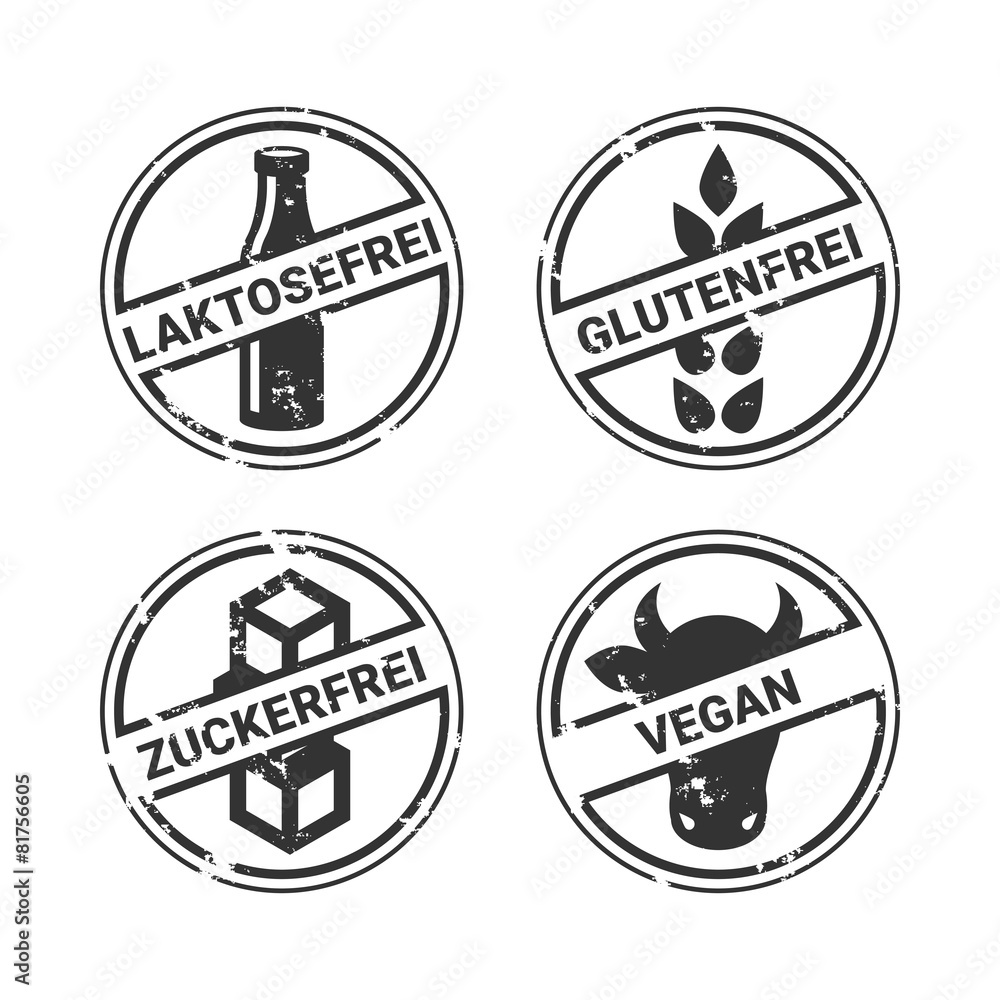 Stempel Glutenfrei Laktosefrei Zuckerfrei Vegan Stempel Glutenfrei Laktosefrei Zuckerfrei Vegan
