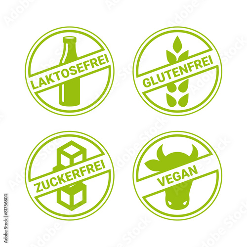 Stempel Glutenfrei Laktosefrei Zuckerfrei Vegan