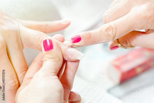 Nail treatment in beauty salon
