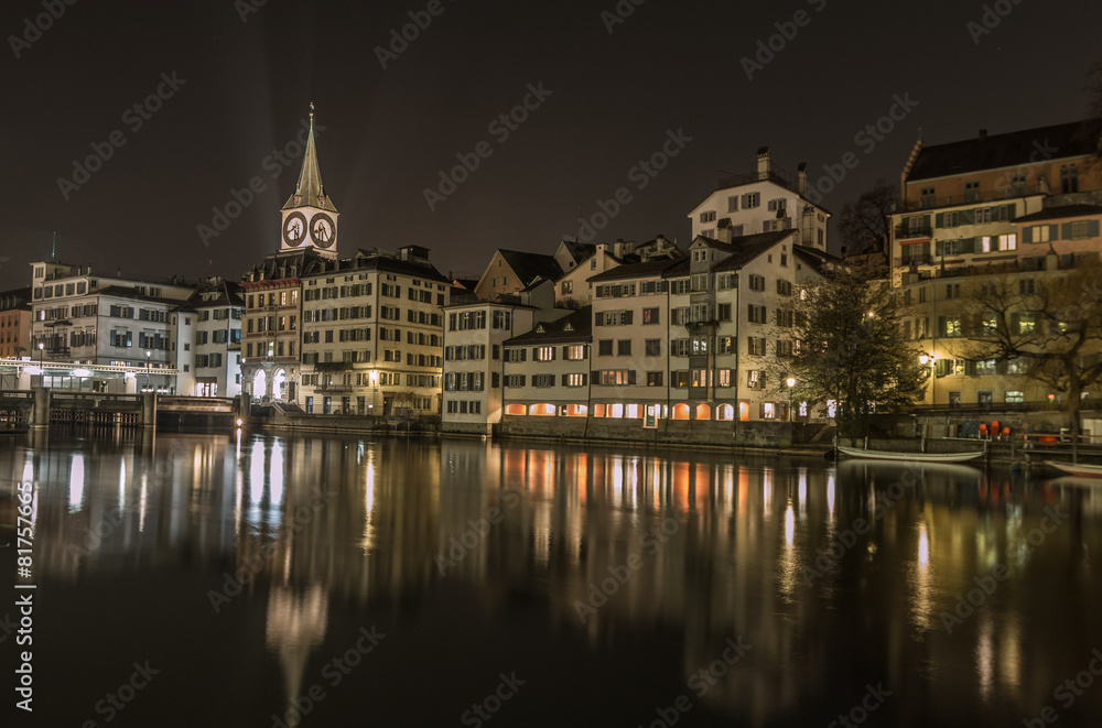 Lights of Zurich city in Switzerland