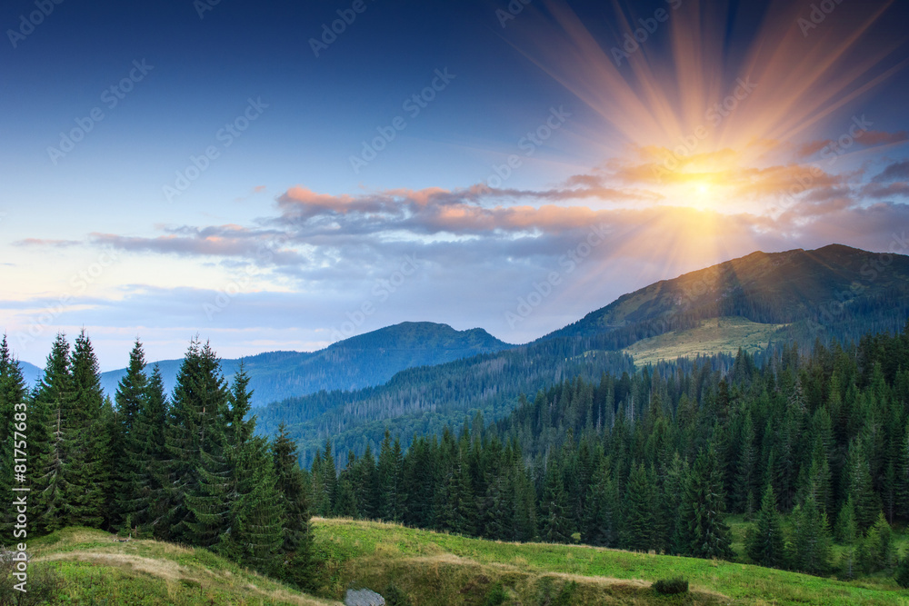 Summer sunset in the mountains. Summer sunset in the mountains.