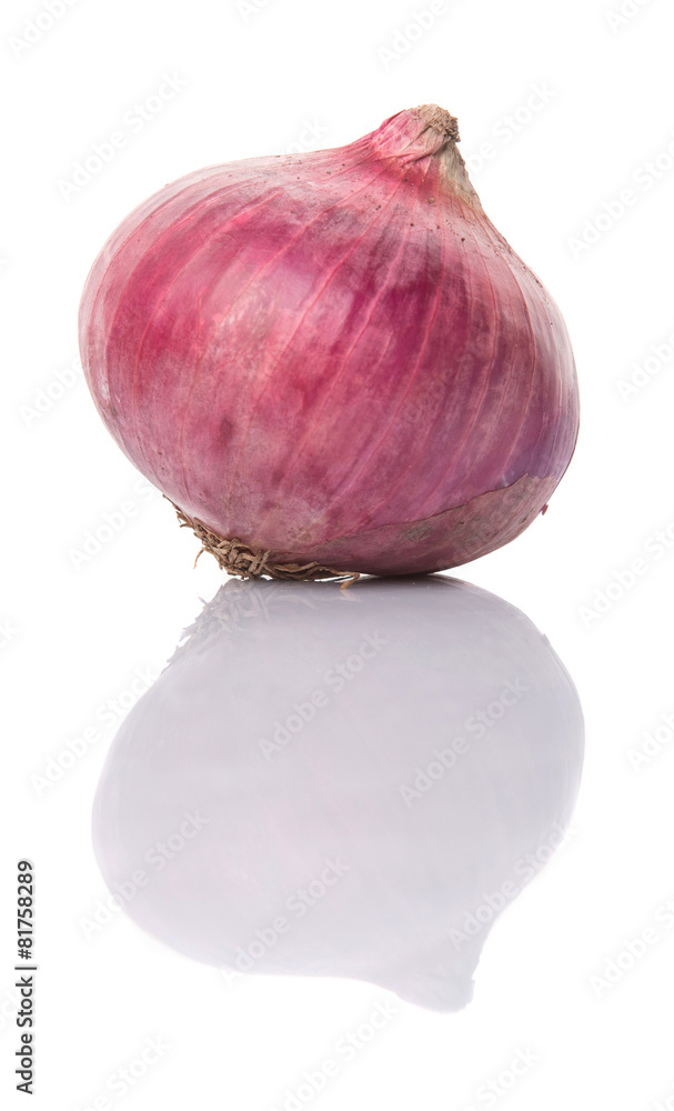 Fototapeta premium Large red onion over white background