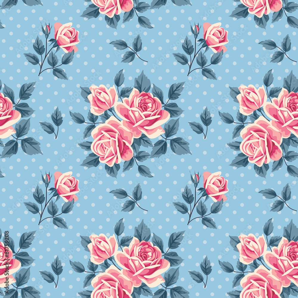 Naklejka premium Vintage seamless pattern with roses
