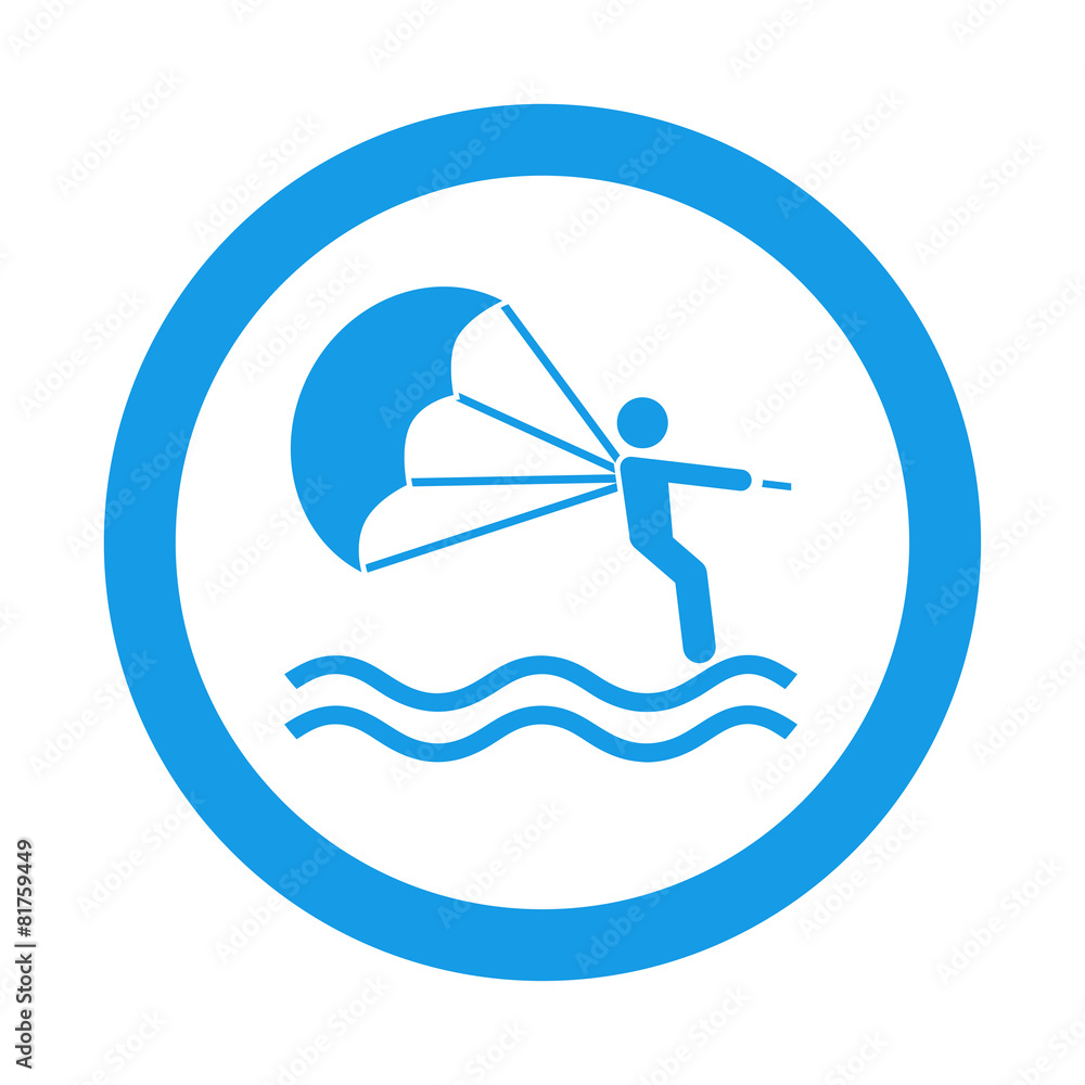 Icono redondo paracaidas acuatico azul
