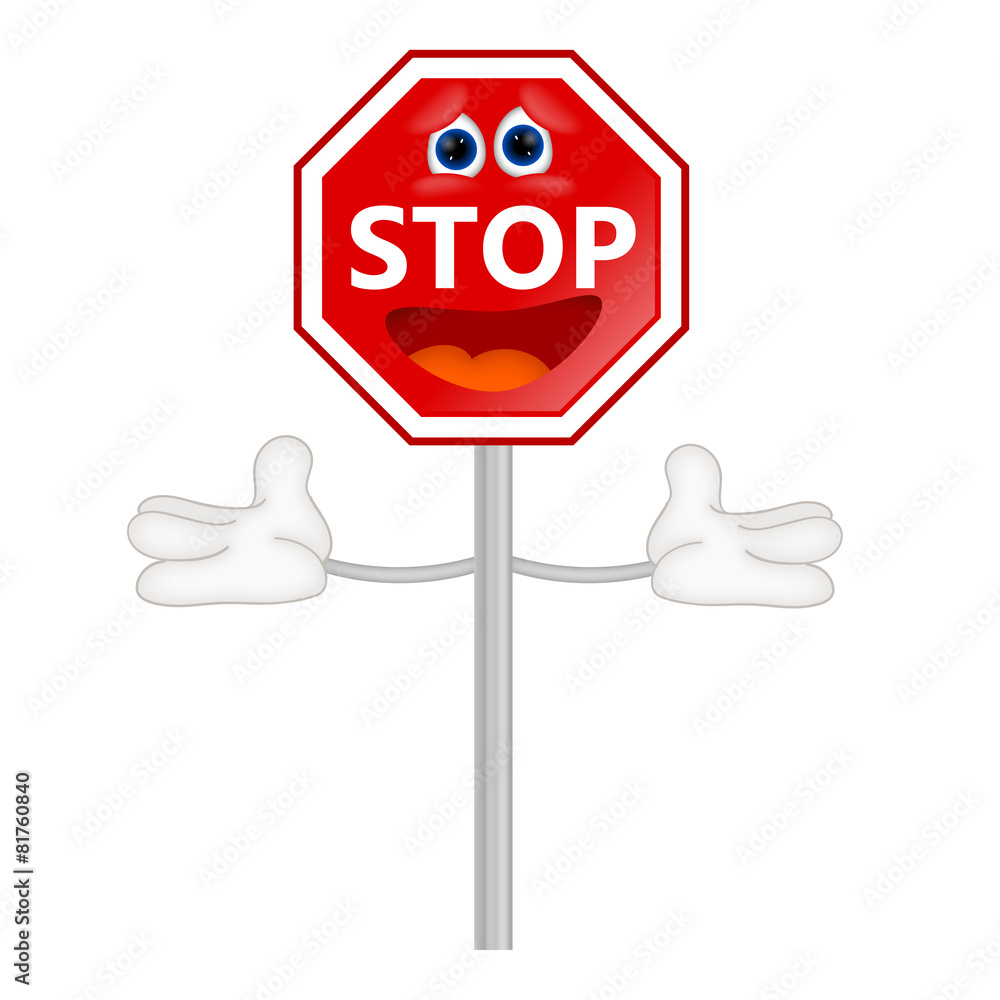 Funny stop sign traffic attention cartoon comic illustration Stock Illustration Adobe Stock