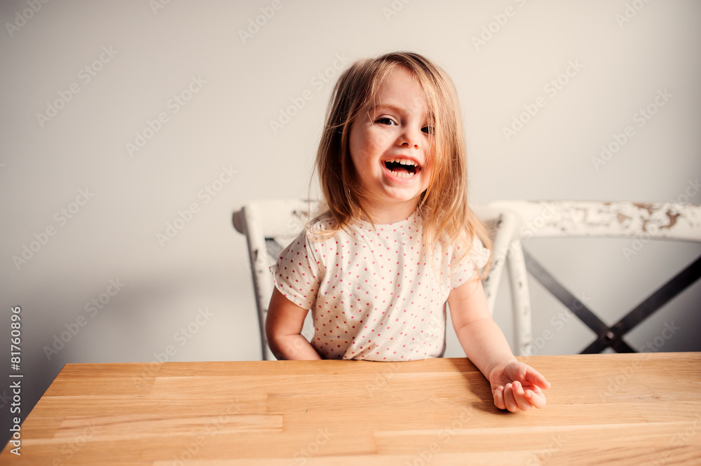 cute happy toddler girl having fun at home cute happy toddler girl having fun at home