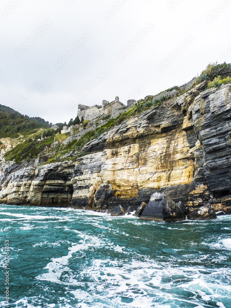 Slight sea and cliffs landscape