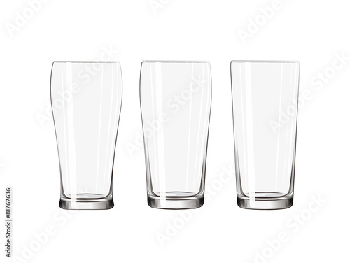 Transparent big glass set isolated composition.