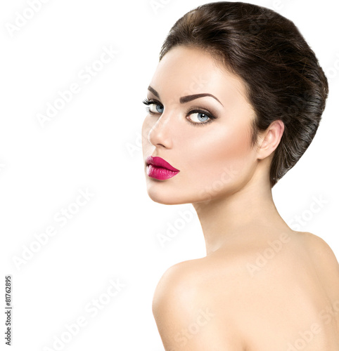 Beauty woman portrait isolated on white background