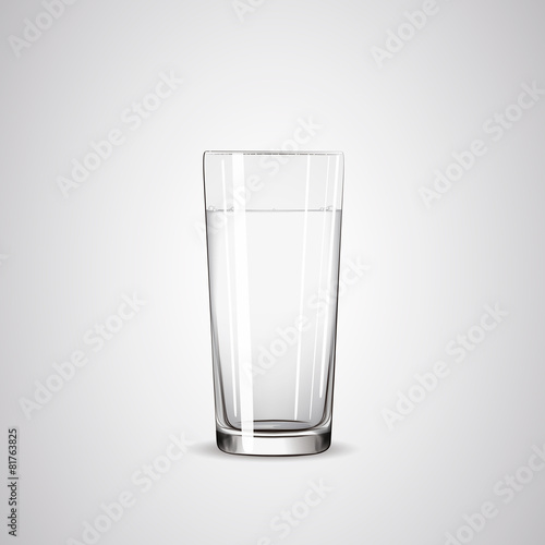 Realistic glass full of water. Isolated