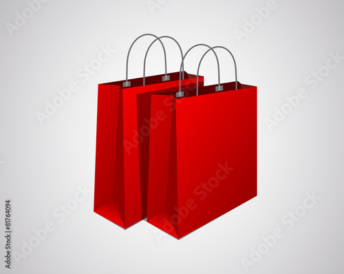 Classic empty red shopping bags composition.