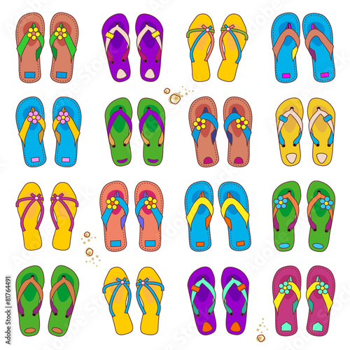 Design elements - colorful beach flip-flops
