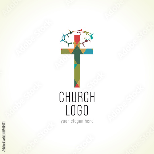 Church cross crown of thorns logo