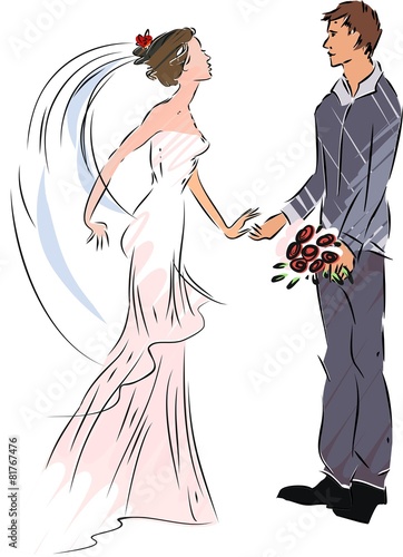 Sketch of bride and groom