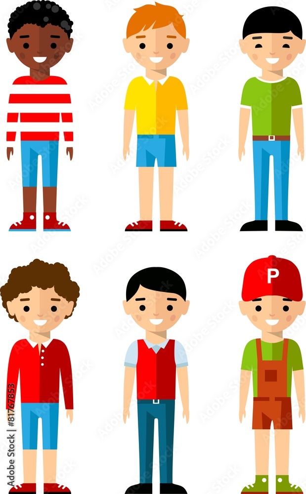 Set of children boys icons. Сhildren avatars in colorful style Set of children boys icons. Сhildren avatars in colorful style