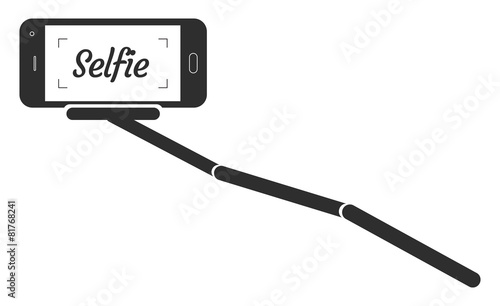 Monopod Selfie Portrait Smartphone App Vector Illustration