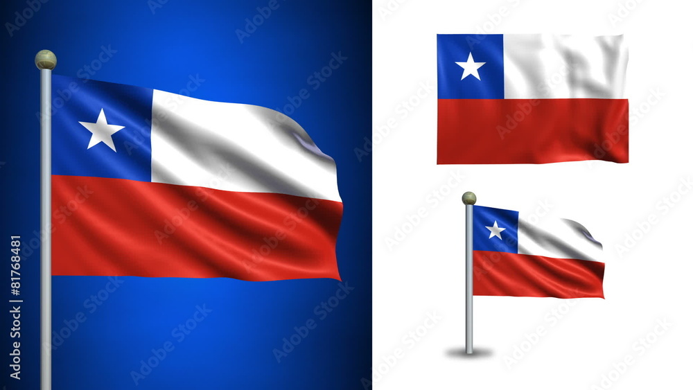Chile flag - with Alpha channel, seamless loop! Chile flag - with Alpha channel, seamless loop!