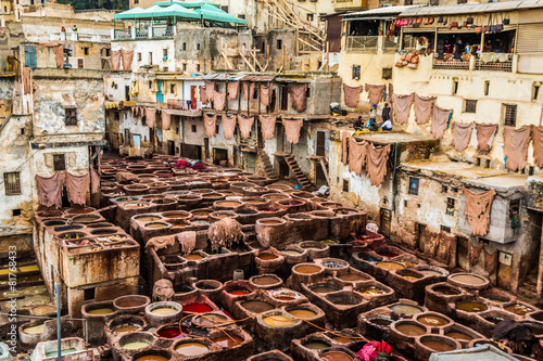 Картината върху платно The Leather tannery in Fez Morocco