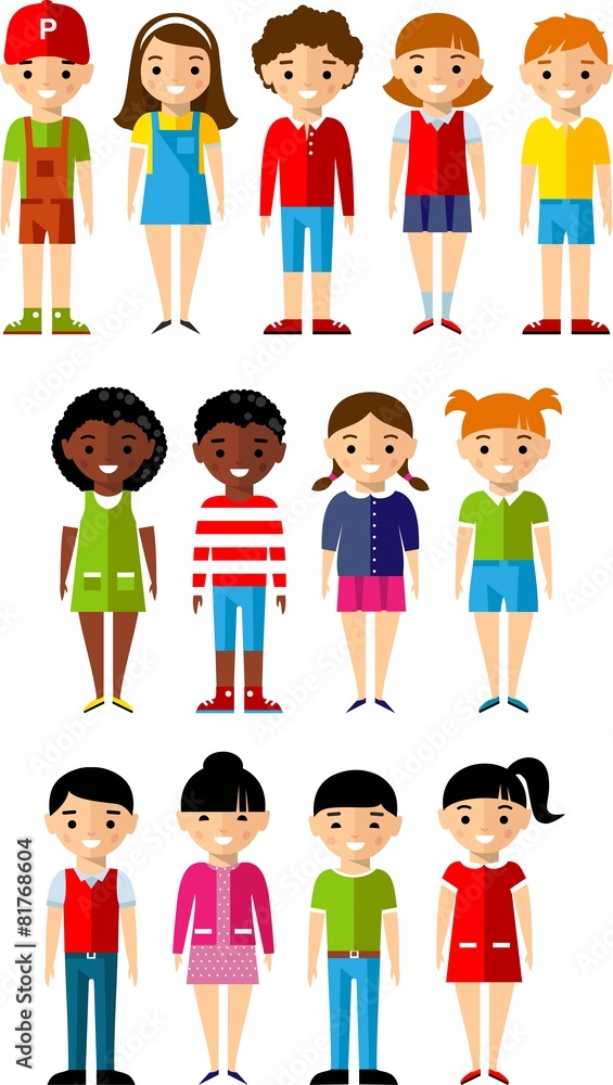 Set of children boys and girls icons. Avatars in colorful style