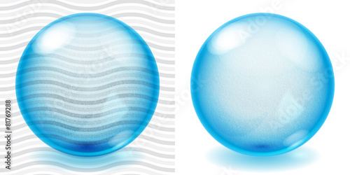Transparent and opaque blue glass sphere with roughness