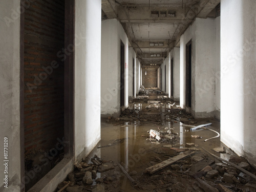 interior of an old abandoned building in Bangkok,Thailand