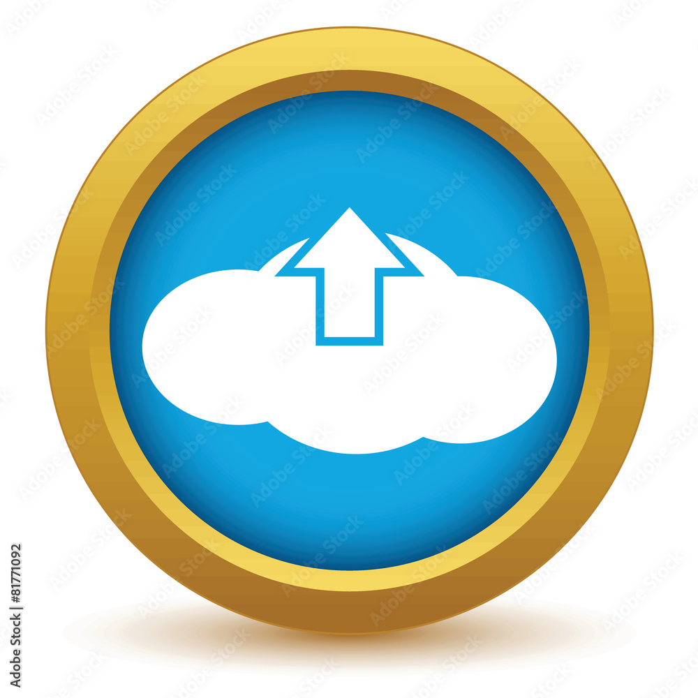 Obraz premium Gold upload cloud icon
