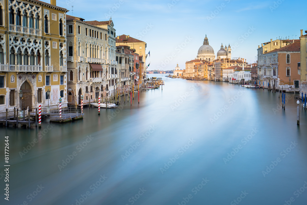 Long exposure of grand canal in Venice, Italy.