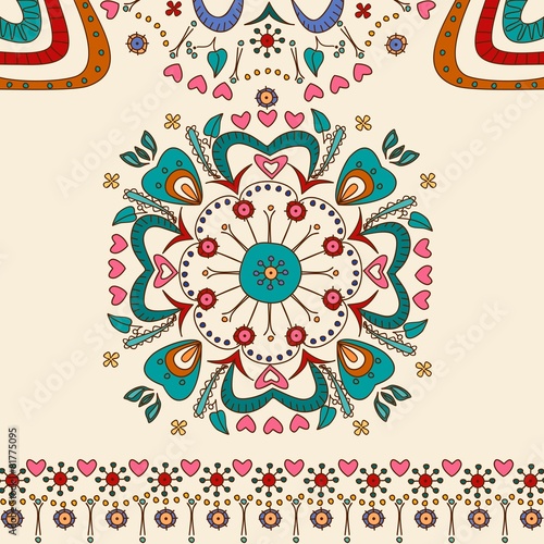 Hand drawn flower pattern mandala