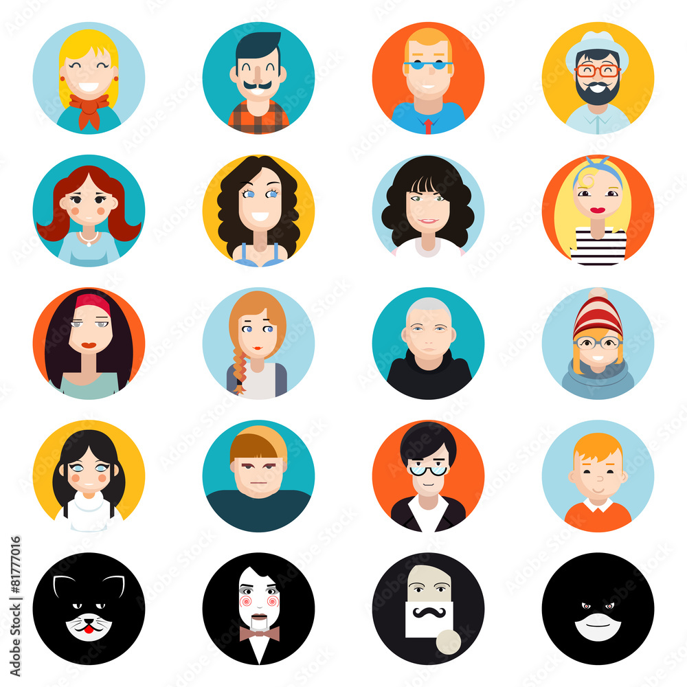 Stylish Handsome Male and Female Characters Avatar Collection of Stylish Handsome Male and Female Characters Avatar Collection of