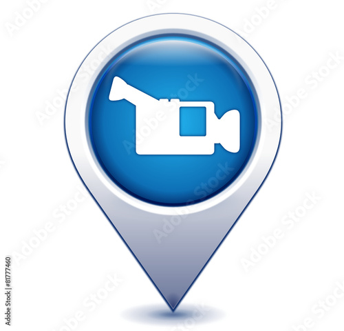 caméra sur marqueur géolocalisation bleu