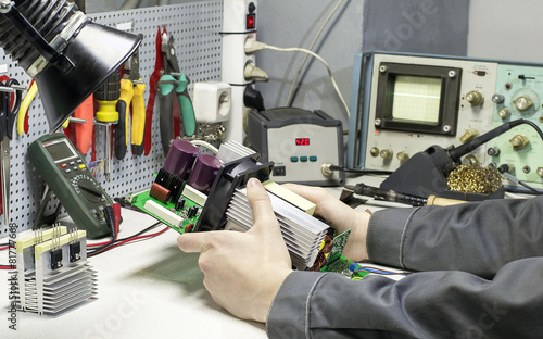 Electronic device on the Desk of engineer mechanics