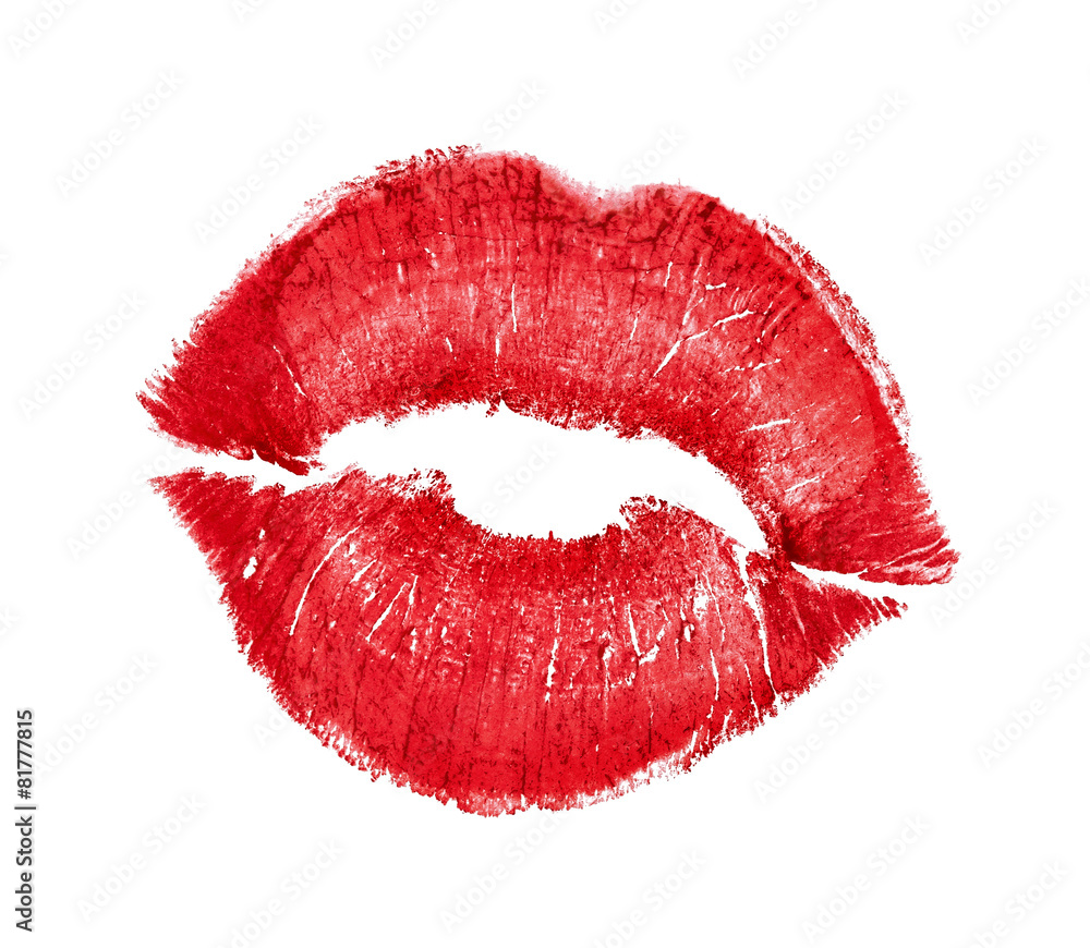 Fototapeta premium beautiful red lips isolated on white