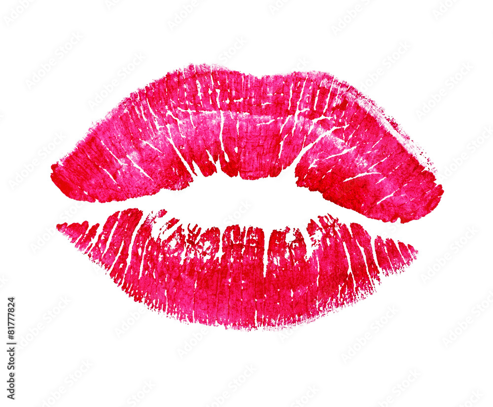 Fototapeta premium beautiful red lips isolated on white