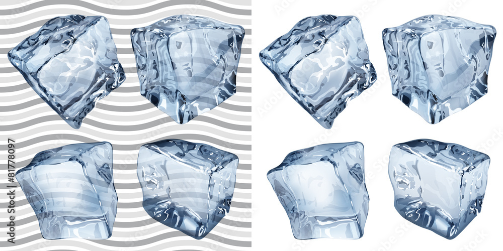 Transparent and opaque light blue ice cubes Transparent and opaque light blue ice cubes