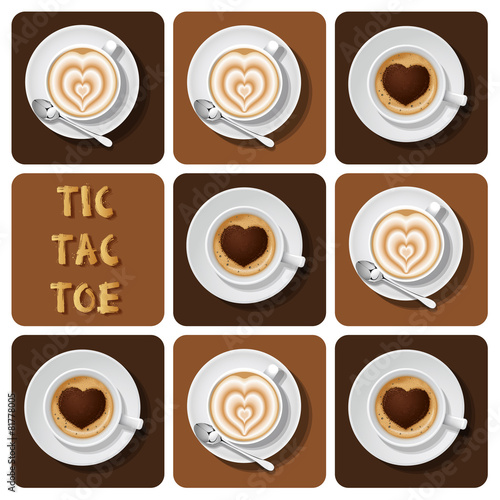 Tic-Tac-Toe of cappuccino