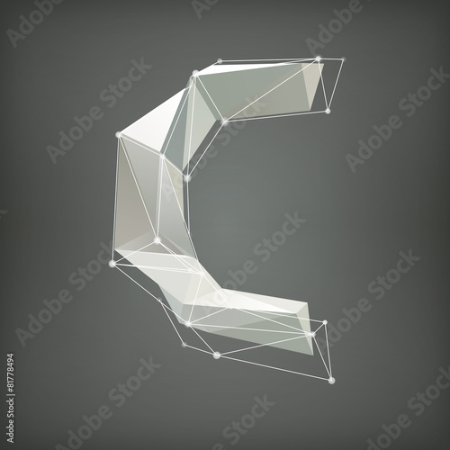 Low poly alphabet. Vector illustration. letter