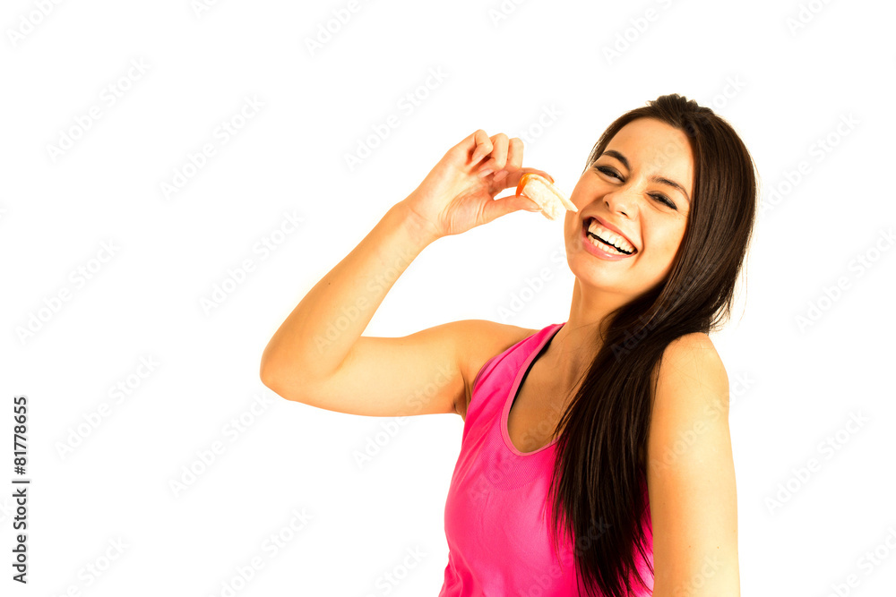 Attractive young woman about to eat sushi Attractive young woman about to eat sushi