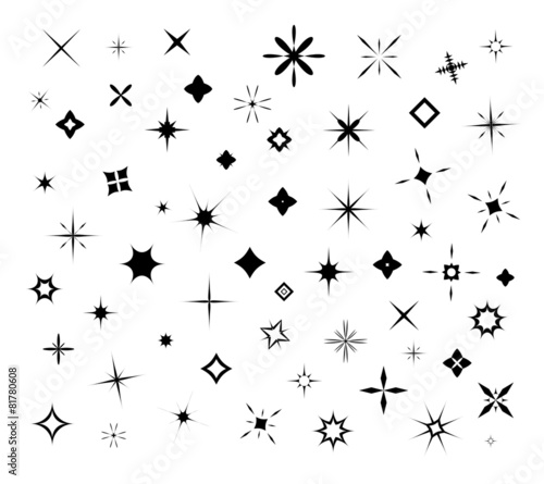 Black sparkles symbols. Vector set