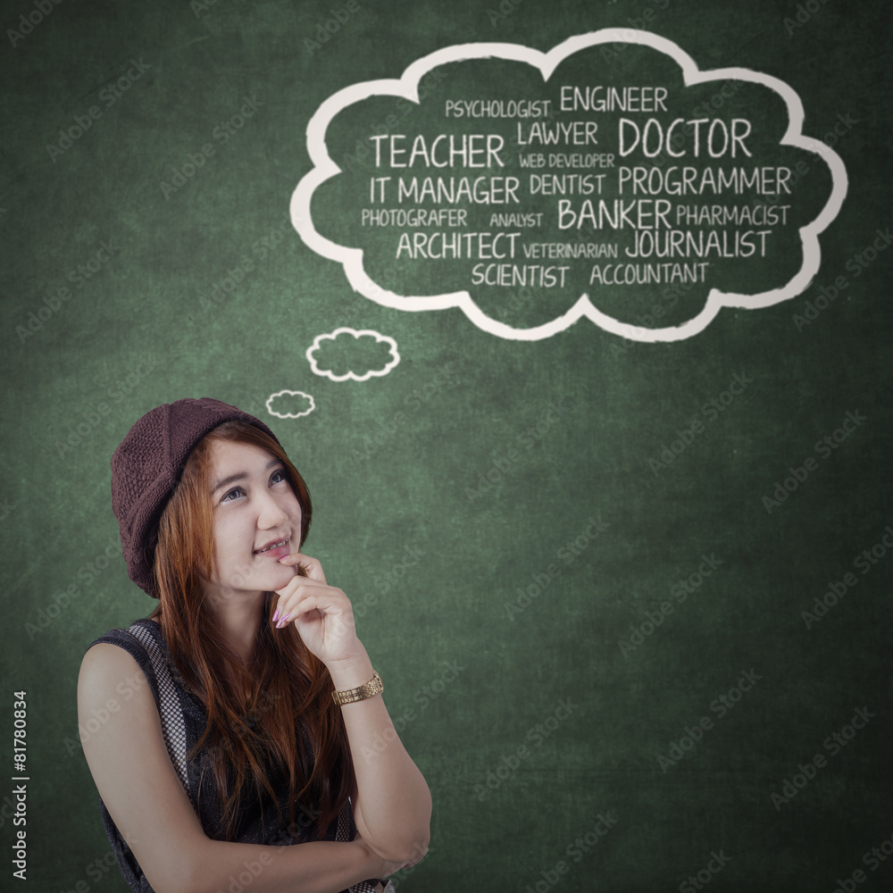 Female teenager imagine her future job Female teenager imagine her future job