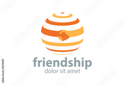 Abstract handshake circle logo. Successful business symbol. Vector