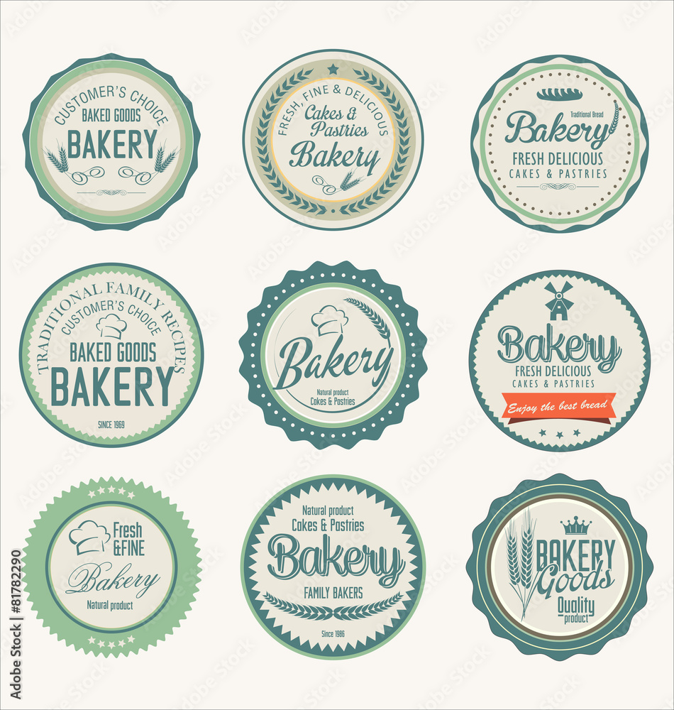 Bakery retro labels